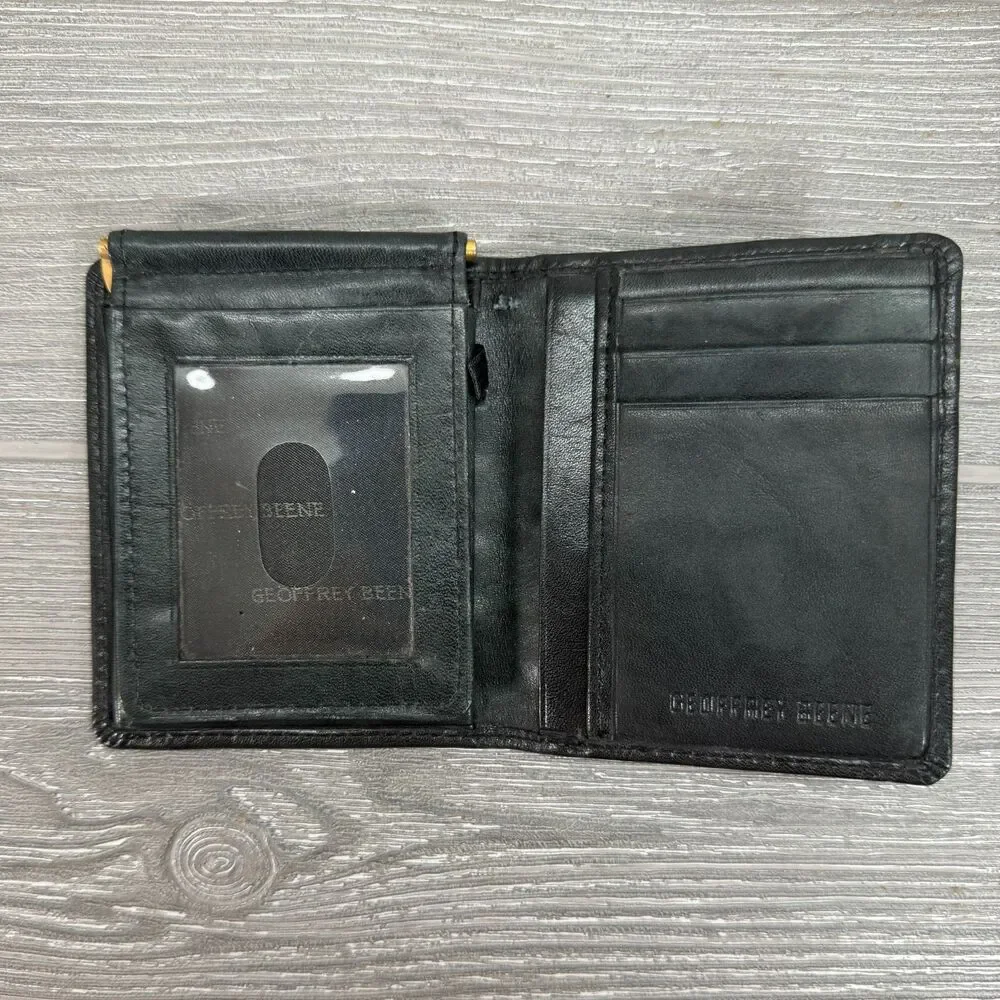 Geoffrey Beene Black Genuine Leather Bifold Wallet with Money Clip - Flaws